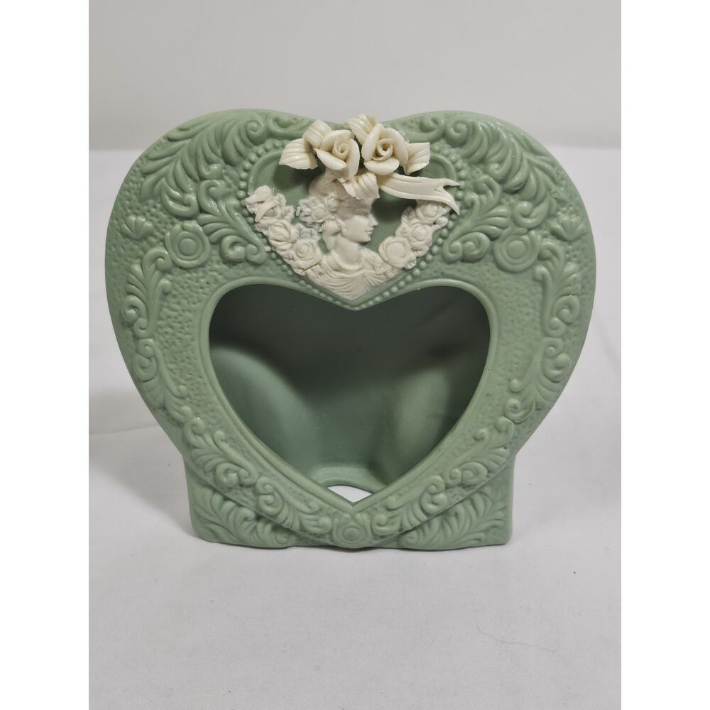 Green Porcelain Heart Picture Frame Vintage MCM China